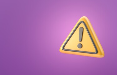 Isolated Warning Sign. 3D Illustration