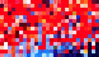 Geometric abstract background. Digital graphic artwork. Vibrant glitch texture. Artwork with deconstructed shapes and graphics elements. Creative graphic design for poster, brochure, flyer.