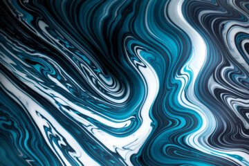 Abstract 2D Background with Mixed Waves of Teal White and Black, Intricate Surface Mixed Style, AI