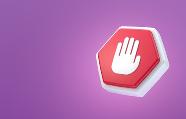 Prohibition Hand Stop. 3D Illustration