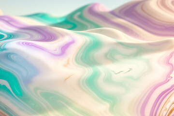 Obraz premium Abstract 3D Pastel Purple Teal Color Background with Waves, Hard Surface, Swirly Marble Mood, AI