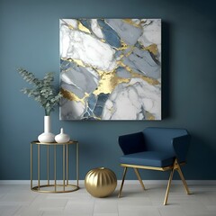 Living room interior with marble art
