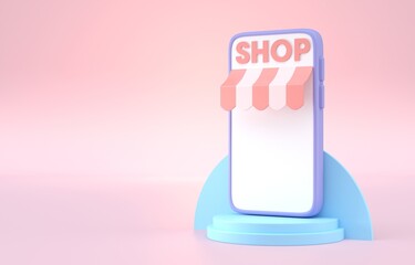 Online Shopping 3D Concept. 3D Illustration
