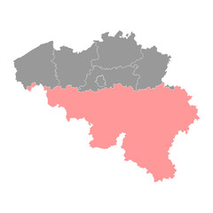 Walloon region map, Belgium. Vector illustration.