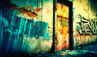 Grunge backgrounds with gritty and grungy elements such as concrete, metal, and graffiti, creating an urban and streetwise feel for designs related to fashion - obrazy, fototapety, plakaty