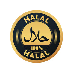 Halal logo sign design. Certificate halal certified logo tag.