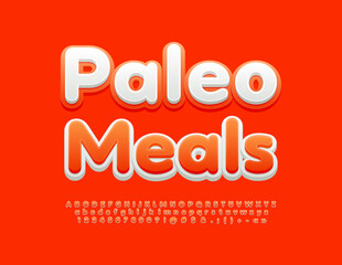 Fototapeta na wymiar Vector dieting concept Paleo Meals with bright Alphabet Letters, Numbers and Symbols set. Modern style Font
