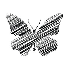 Butterfly Hand-drawn scribble line art on white background vector illustration design