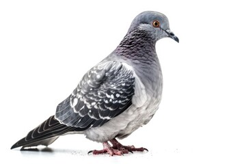 Isolated gray dove on a white background. The pigeon bird. Olivia Olumba. (with clipping path choice). Generative AI