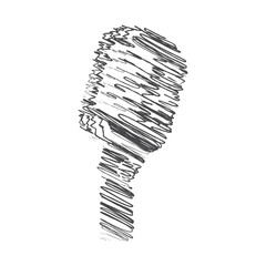 microphone Hand-drawn scribble line art on white background vector illustration design