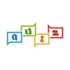Quiz logo with speech bubble symbols. Quiz icon isolated on white background