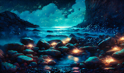 A shimmering sea of stars that stretches across the inky blackness of space, creating a serene and tranquil background