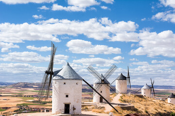 Series of windmills of Consuegra, in the places of the rue of Cervantes for his book Don Quiscotte - 582688708