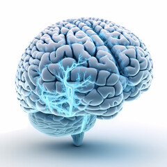 Blue Human Brain. Generative AI