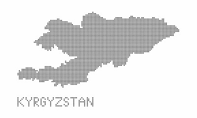 Fototapeta na wymiar Kyrgyzstan dotted map with grunge texture in dot style. Abstract vector illustration of a country map with halftone effect for infographic. 