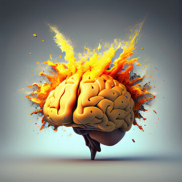 Brain exploding because of too many tasks  creativity concept made with generative AI
