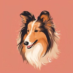 Fototapeta premium illustration of a Rough Collie, Ai Generated 