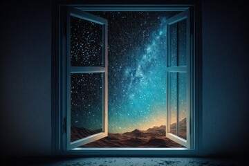 A window with a look of the milkyway, generative AI