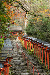 日本　京都府京都市の鞍馬にある貴船神社の灯籠階段