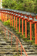 日本　京都府京都市の鞍馬にある貴船神社の灯籠階段