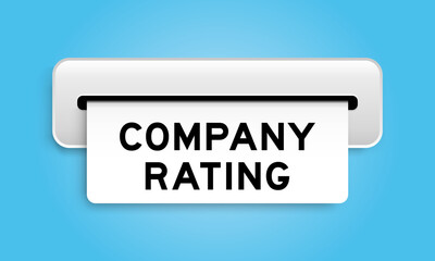 White coupon banner with word company rating from machine on blue color background
