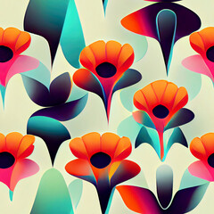 Flowers close-up seamless pattern background made with generative AI