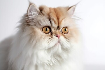 Naklejka na ściany i meble White backdrop with a Persian kitty. Adorable 45 day old. Generative AI