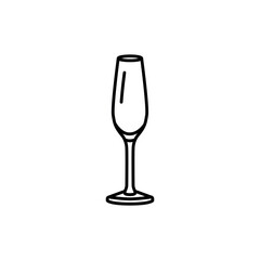 Champagne black line icon. Dishware