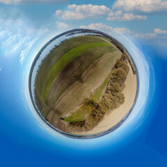 Panoramic photo of the Danube as an aerial view in Bavaria