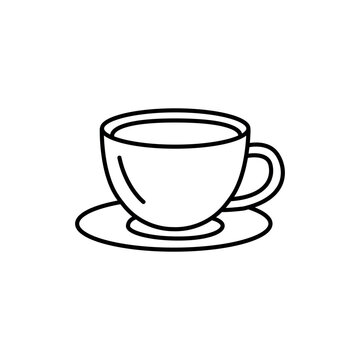 Cup for tea black line icon. Dishware