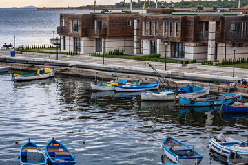 Fototapeta na wymiar Port in southern part of historic part of Nesebar town, Bulgaria