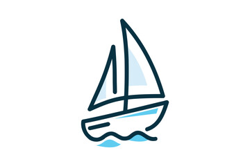 Simple Sailboat dhow sailing boat ship on Sea Ocean logo design template