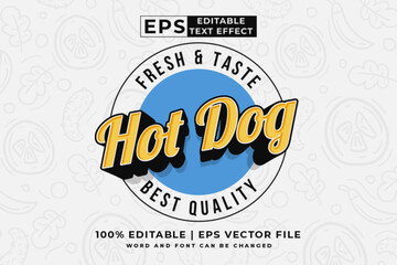 Editable text effect hot dog logo 3d vintage style premium vector