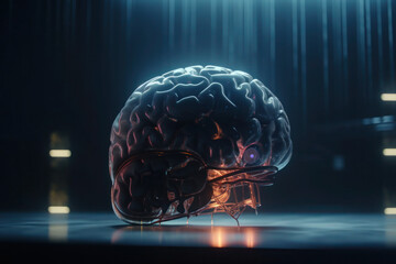 Human Brain Model Artificial Intelligence Science High-Tech Neural Network Medicine Biology generative ai