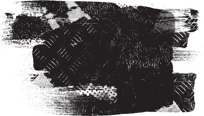 Glitch distorted grunge layer  . Noise destroyed texture . Trendy defect error shapes . Overlay grunge texture . Distressed effect .Vector shapes with a halftone dots screen print texture.