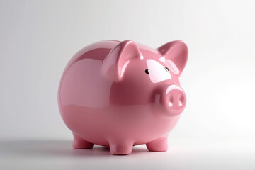 Piggy bank photo-realistic volume on white background ceramics pink funny cute toy finance