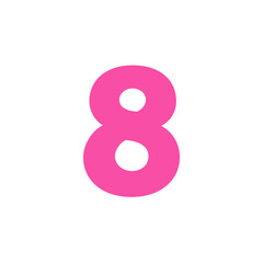 Number eight 8 on white background transparent pink color 