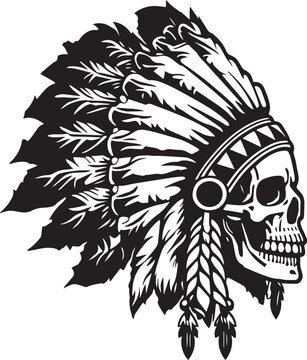 Indian skull Vector illustration, Isolated on the white background