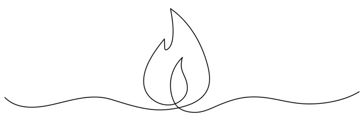 Burning fire flame continuous line drawing art. Vector illustration isolated on white. © Віталій Баріда
