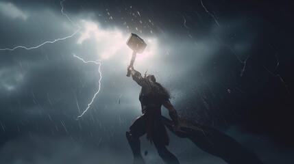 Fototapeta na wymiar Norse God Thor - God of thunder