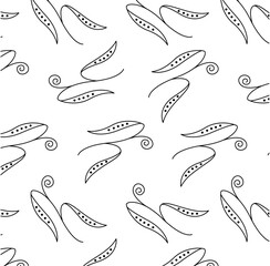 Fototapeta premium Seamless pattern with monochrome hand drawn plant elements on white background. Vector illustration for wrapping.