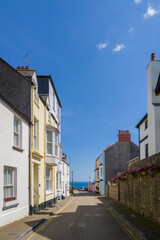 Quiet street in seaside town (Tenby, Wales, United Kingdom, in summer)