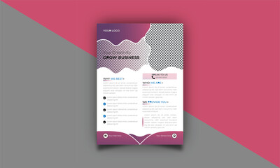 grow your Business flyer design template. take your business to the next level of poster leaflet design.A4 template, brochure design, cover, flyer, poster, print-ready