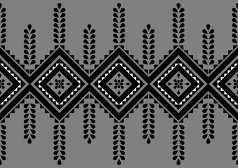 Simple black  color with geometric ethnic seamless pattern on gray background native style abstract vector illustation.Design for clothing,carpet,fabric,tile.
