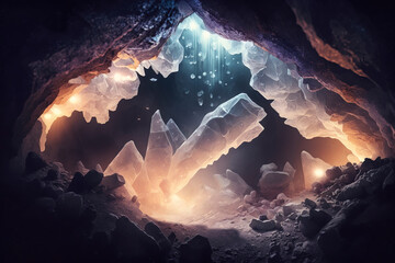 Obraz na płótnie Canvas Exploring the wonders of a crystal cave