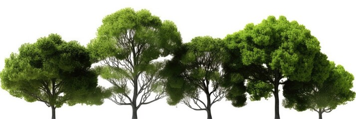 Nature green trees perennial isolated on white background, generative ai