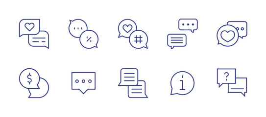 Chat line icon set. Editable stroke. Vector illustration. Containing chatting, chat, comment, info.