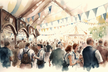 Oktoberfest drawing with bit of watercolour.