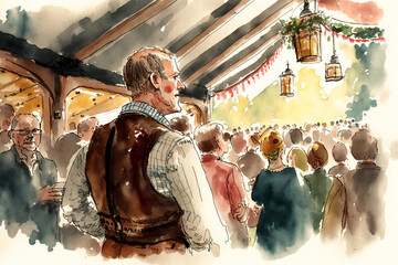 Oktoberfest drawing with bit of watercolour.