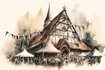 Oktoberfest drawing with bit of watercolour.